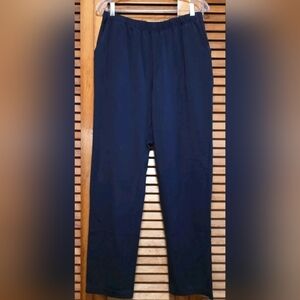 LL Bean Navy Blue Pull-On Stretch Women's Elastic Waist Pants Size LM/Tall